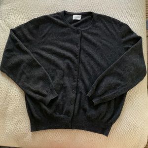 Dark Gray Button-Up Crew Neck Cardigan